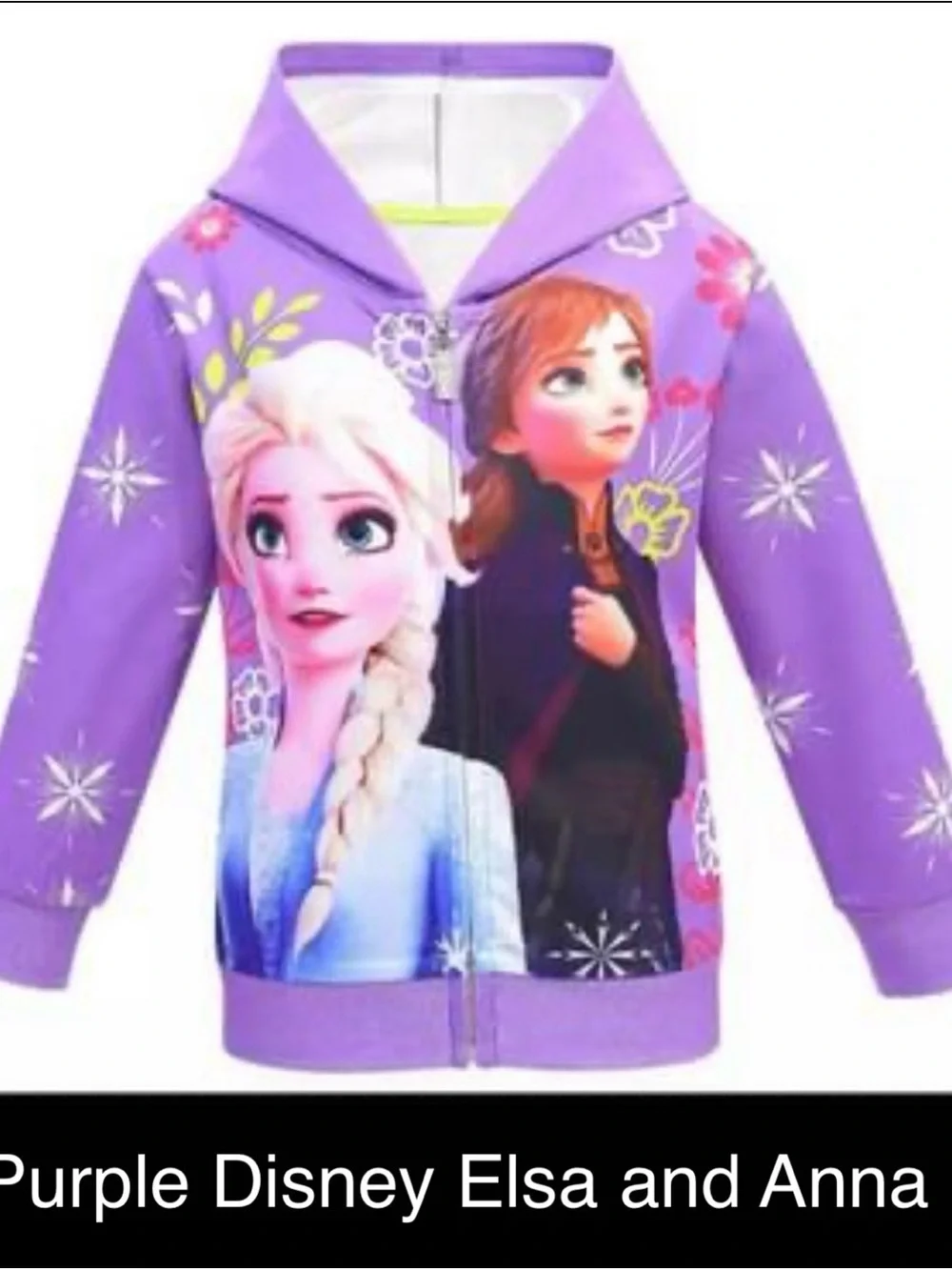 Disney Blue Elsa and Anna Zip Hoodie with Floral Accents